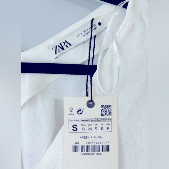 NWT Zara sz small white Dolman Sleeve Tunic Mandarin Collar Blouse - Picture 7 of 7